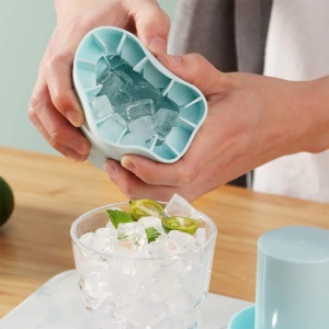 Forma pentru cuburi de gheata, din silicon fara BPA, tip frapiera, fara capac, albastru - Img 4