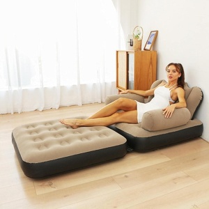 Fotoliu gonflabil extensibil, dimensiuni 198 x 100 x 70 cm, din PVC, cu suprafata anti-alunecare, negru - Img 1