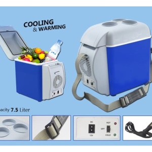 Frigider auto portabil, 12V, capacitate 7.5 l, functie de racire si incalzire, dimensiunea exterioara 27 cm x 32 cm x 17, 5 cm, dimensiuni interioare 19, 5 cm x 21 cm x 15 cm, alb/albastru - Img 3