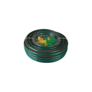 Furtun pentru udat gradina, lungime 15m, cu conectori, cu 3 straturi, stropitor, verde - Img 1