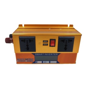 Invertor auto FOXMAG24, 12V, display dublu cu 2 mufe USB, 2 iesiri, putere 2500W, protectie supraincalzire, auriu - Img 1