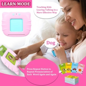Joc interactiv cu 112 piese, pentru invatarea cuvinteleor in limba engleza, cu carduri incluse, functionare cu baterii, din plastic, roz - Img 2