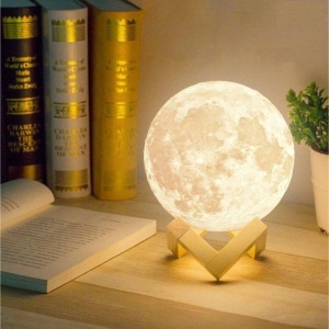 Lampa Luna cu umidificator 3D 15 CM LED, Stand Lemn, Alb Cald si Rece, Intensitate Reglabila, FOXMAG24® - Img 3