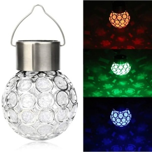 Lampa solara de gradina, cu 8 lumini colorate, cu suport de agatare, comutator ON/OFF, aspect de cristal, rezistenta la apa, alb - Img 4