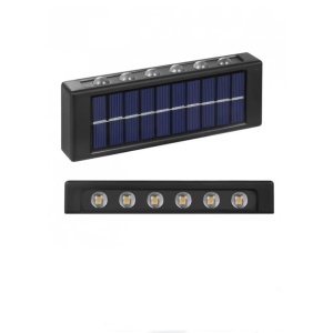 Lampa solara de perete, cu iluminare bidirectionala, cu sistem de prindere prin agatare, cu 12 LED-uri, din ABS, rezistenta la apa, negru - Img 1