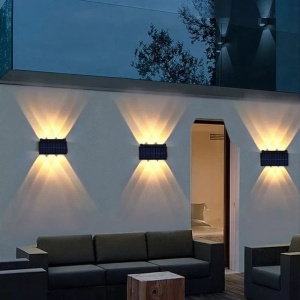 Lampa solara de perete, din ABS, cu 6 LEDuri, autonomie 10h, rezistenta la apa, cu lumina calda, negru - Img 3