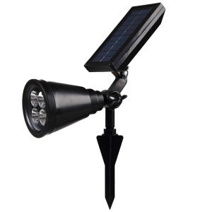 Lampa solara, reglabila, rezistenta la apa, cu prindere pe perete sau fixare in sol, negru - Img 4