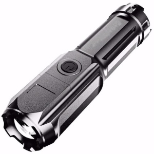 Lanterna LED, din ABS, putere 5W, impermeabila, buton ON/OFF, 3 moduri de iluminare, incarcare USB, gri - Img 1