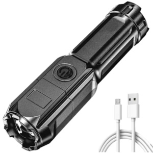 Lanterna LED, din ABS, putere 5W, impermeabila, buton ON/OFF, 3 moduri de iluminare, incarcare USB, gri - Img 2
