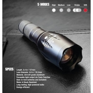 Lanterna Tactica FOXMAG24, 5000 LUX, Luminozitate 1800 lm, Functionare 3 x Bateri AAA, Rezistenta Intemperii, Culoare Negru - Img 4