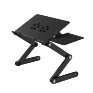 Masa Reglabila FOXMAG24 de Laptop, Material Aluminiu, Sistem Dublu Ventilare Cooler USB, Inaltime max 47 cm, Negru - Img 3