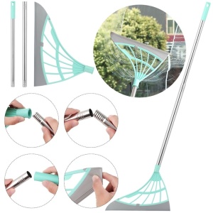 Matura din silicon, multifunctionala pentru praf, apa, par, pentru curatare uscata si umeda, cu maner din aluminiu, verde - Img 1