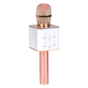 Microfon Karaoke Wireless FOXMAG24, cu Bluetooth si boxa inclusa, autonomie 3-5h, Rose Gold - Img 1