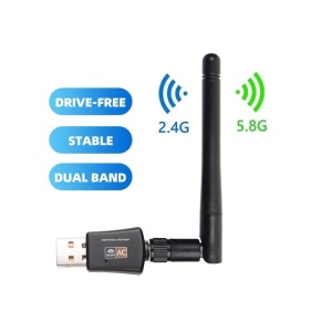Mini adaptor Wi-Fi, viteza 600Mbps, dual band, portabil, hotspot Wi-Fi, interfata USB 2.0, compatibilitate extinsa, design compact si portabil, negru - Img 1