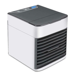 Mini aparat de aer conditionat, portabil, cu 3 functii de racire, lumina ambientala, cu apa sau gheata, din plastic, gri/alb - Img 3
