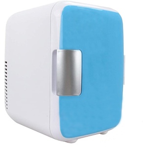 Mini frigider portabil, capacitate 4L, cu mufa pentru bricheta auto, finisaj lucios, albastru - Img 1