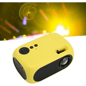 Mini proiector, portabil, HD, conectivitate HDMI, USB, control de la distanta cu telecomanda, sunet surround 360 de grade, galben - Img 1
