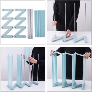 Organizator pentru pantofi, tip raft, in forma de Z, cu 4 rafturi, albastru - Img 4