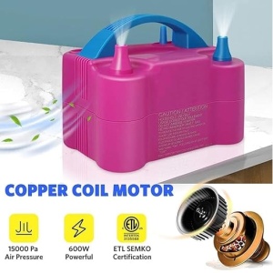 Pompa compresor pentru umflat baloane, putere 600 W, dimensiuni 20 x 15 x 12 cm, volumul de aer 750 L / min, electric, roz - Img 4