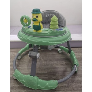 Premergator pentru bebelusi, cu baza rotunda, jucarii zornaitoare, reglabil in inaltime, husa de scaun detasabila, usor de spalat, verde - Img 2