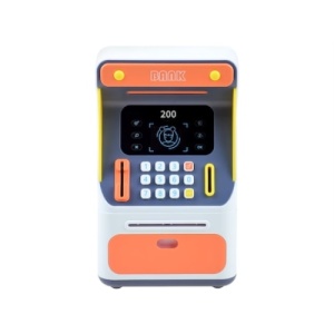 Pusculita ATM pentru copii, cu functie de sunet si lumini, cu card de credit din plastic inclus, cu senzor de miscare, alb - Img 1