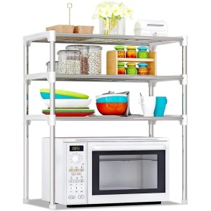 Raft extensibil, multifunctional, pentru bucatarie, baie, dormitor, din metal si plastic, eco-friendly, instalare usoara, alb/argintiu - Img 1
