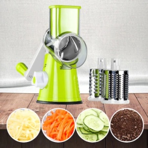 Razatoare multifunctionala, pentru legume, fructe, nuci, ciocolata, cu 3 lame interschimbabile, din otel inoxidabil si plastic, verde - Img 4