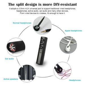 Receptor audio, conexiune Bluetooth, incarcare USB, control volum, on/off apel, mufa jack 3, 5mm, negru - Img 3