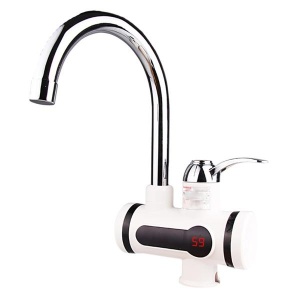 Robinet FOXMAG24 cu afisaj LCD al temperaturii pentru incalzit apa, electric, montare pe chiuveta, argintiu - Img 1