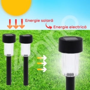Set 10 lampi solare, pentru gradina, tip tarus, inaltime 30cm, negru - Img 4