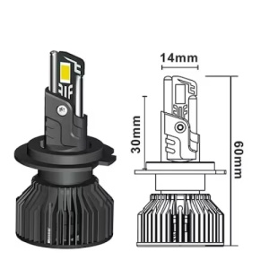 Set 2 becuri LED H11, 180W, Canbus, 60mm, fara eroare, 23000Lm, 6000K, T55 mini, durata de viata 50.000 de ore, negru - Img 4