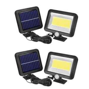 Set 2 lampi cu panou solar separat FOXMAG24, cu telecomanda, 100 LED-uri, senzor de miscare, negru - Img 1