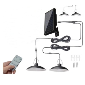 Set 2 lampi solare, bec LED, cu panou solar, telecomanda, putere totala 200 W, senzor amurg, din ABS, negru - Img 2