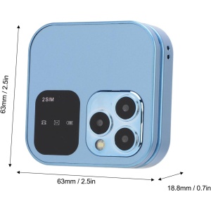 Telefon mobil mini cu ecran dublu, butoane mari, lanterna LED, camera foto, 2 x Nano SIM, player muzical, radio, albastru - Img 3
