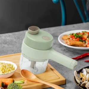 Tocator 4 in 1 pentru alimente, ideal pentru taiere carne, legume, fructe, electric, verde - Img 4