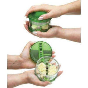 Tocator usturoi, garlic pro, cu 10 lame din otel, verde - Img 4