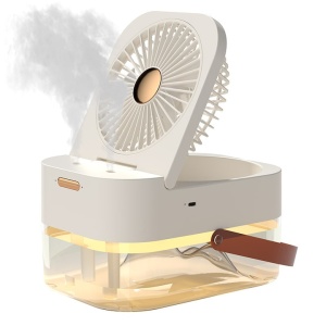 Ventilator 2 in 1, purificare si umidificare aer, portabil, rezervor apa, 3 trepte de viteza, 3 trepte pulverizare, incarcare USB, dimensiuni 12.5 x 22 x 16 cm, alb - Img 2