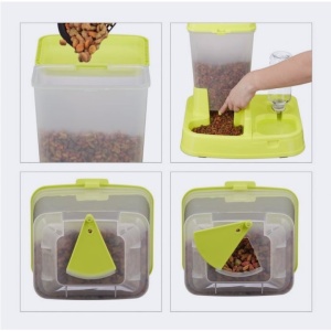 Alimentator automat pentru caini si pisici, capacitate 4L mancare, 500ml apa, verde, 34x34,5x27,5cm - Img 2