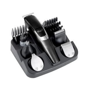 Aparat de tuns, 5 in 1, fara fir, profesional, cu 5 capete de schimb, cu lame din otel, negru - Img 1
