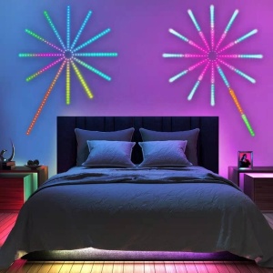 Banda LED, control cu telecomanda sau bluetooth, fireworks, alimentare USB, banda flexibila, music, voice, multicolor - Img 1