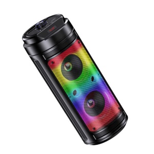 Boxa portabila cu lumini RGB, putere 20W, MP3, USB, bluetooth, TF, slot microfon, karaoke, acumulator, din plastic rezistent, cu 2 difuzoare, negru - Img 3
