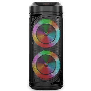 Boxa portabila cu lumini RGB, putere 20W, MP3, USB, bluetooth, TF, acumulator, FM, karaoke, negru - Img 1
