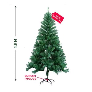 Brad de Craciun artificial, cu suport metalic, 180 cm inaltime, cu 43 de decoratiuni, globuri. beteala, lumini, din PVC, verde - Img 2
