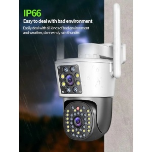 Camera de supraveghere dubla, WIFI, 4G, Full HD, cu alarma integrata, detectare umana, de exterior, rezistenta la apa, recunoastere amprentei, audio bidirectional, alb/negru - Img 2