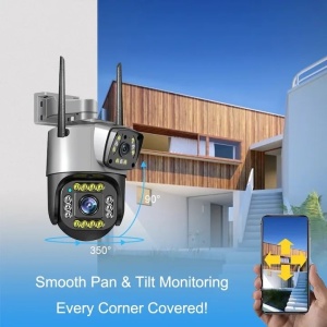 Camera de supraveghere dubla, WIFI, Full HD, cu alarma integrata, detectare umana, de exterior, rezistenta la apa, Control din aplicatie - Img 4