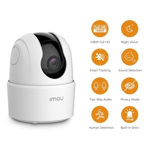 Camera de supraveghere Wi-Fi, cu microfon, comunicare bidirectionala, detectie umana, stocare microSD, aplicatie pentru mobil, alb - Img 2