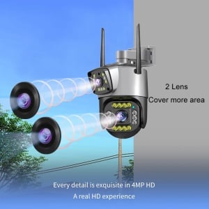 Camera supraveghere dubla, IP wireless, 2 lentile comunicare bidirectional, cu aplicatie pentru Android, IOS si PC, gri/negru - Img 2