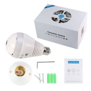 Camera supraveghere panoramica IP wireless bulb 360 grade Fisheye 1080p cu sd card, audio, microfon si alarma - Img 2