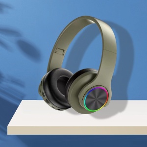 Casti fara fir, conexiune Bluetooth, cu lumini multicolore, pliabile, universale pentru telefoane mobile, verde - Img 4