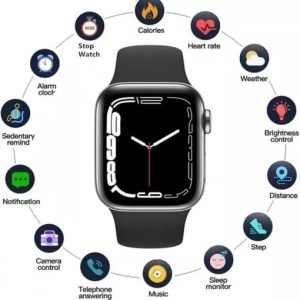 Ceas smartwatch, support apel bluetooth, notificare sincrona a mesajelor, detectie ritm cardiac, monitorizarea somnului, find telefon, alarma, stop, voce inteligenta, carte de telefon, vreme, negru - Img 2